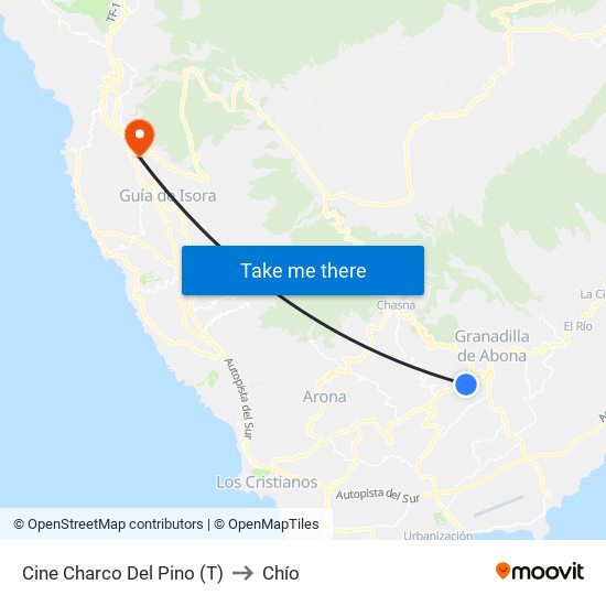 Cine Charco Del Pino (T) to Chío map