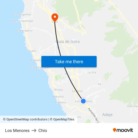 Los Menores to Chío map
