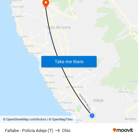 Fañabe - Policia Adeje (T) to Chío map
