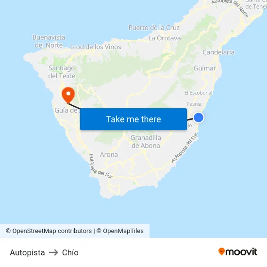 Autopista to Chío map