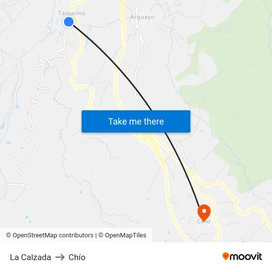 La Calzada to Chío map