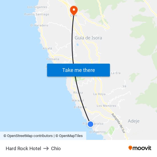 Hard Rock Hotel to Chío map