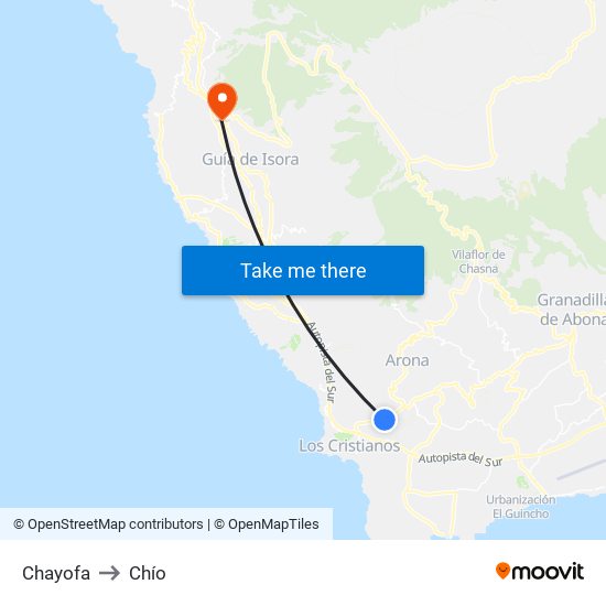 Chayofa to Chío map