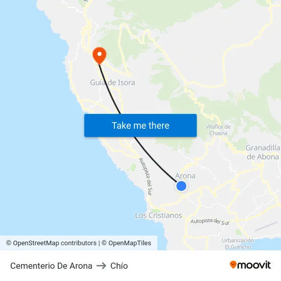 Cementerio De Arona to Chío map