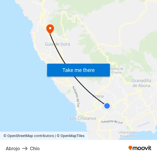 Abrojo to Chío map