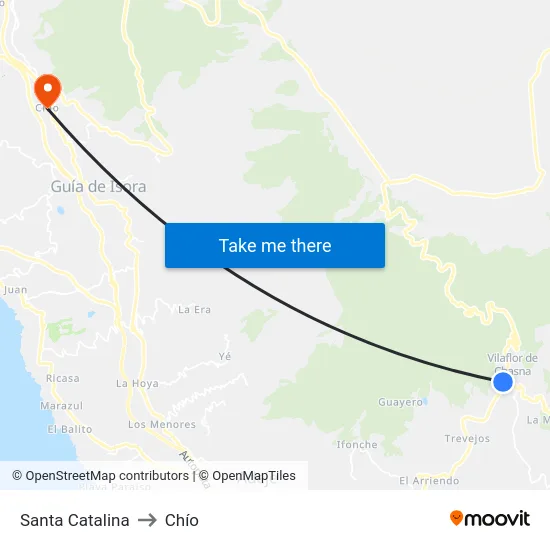 Santa Catalina to Chío map