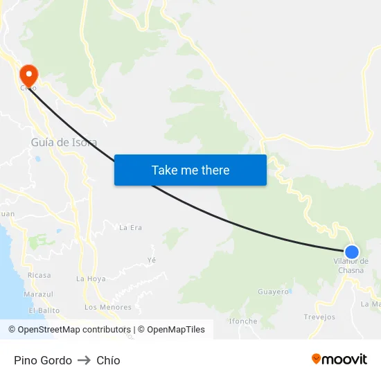 Pino Gordo to Chío map