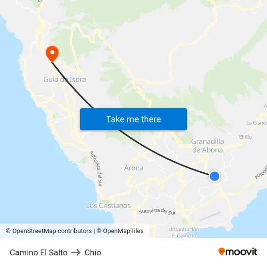 Camino El Salto to Chío map