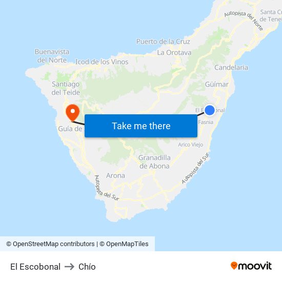 El Escobonal to Chío map