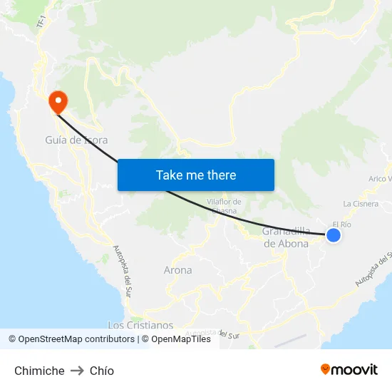 Chimiche to Chío map