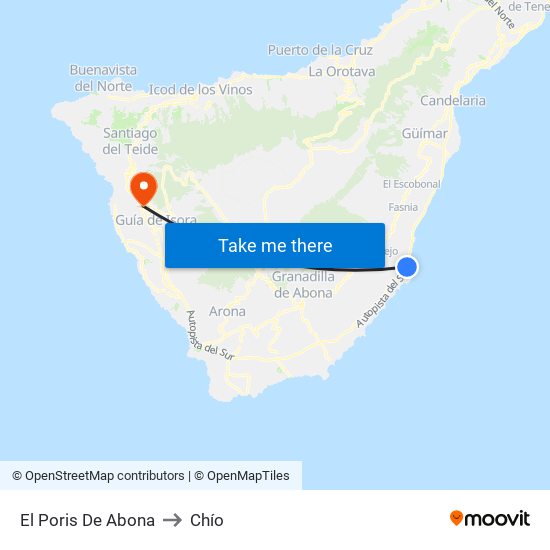 El Poris De Abona to Chío map