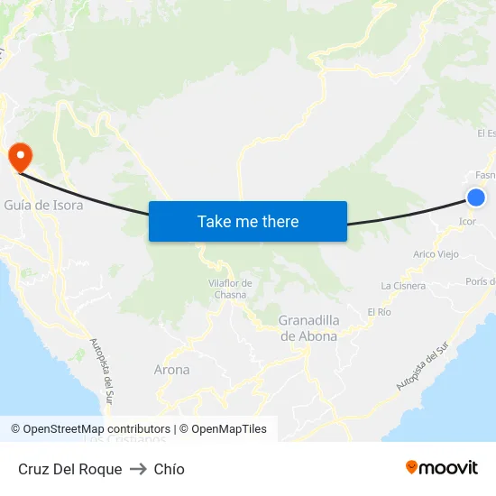 Cruz Del Roque to Chío map