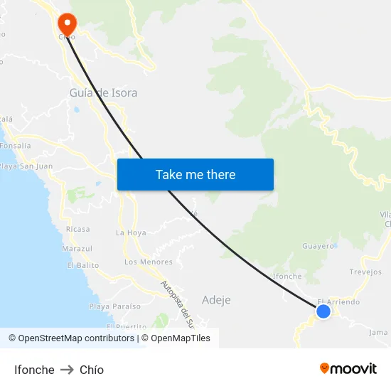 Ifonche to Chío map