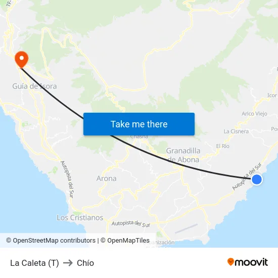 La Caleta (T) to Chío map