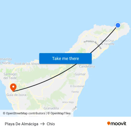 Playa De Almáciga to Chío map