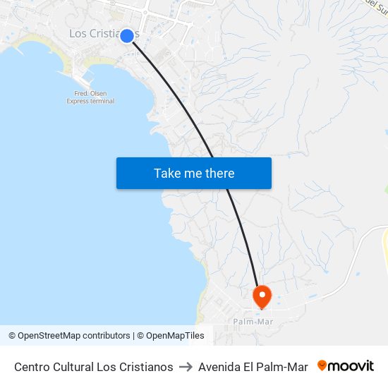 Centro Cultural Los Cristianos to Avenida El Palm-Mar map