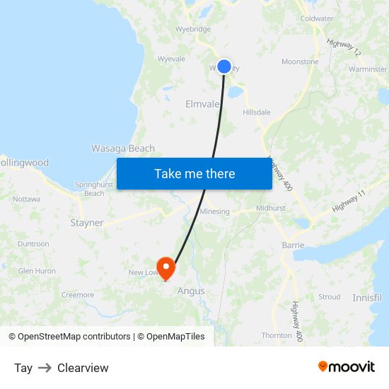 Tay to Clearview map