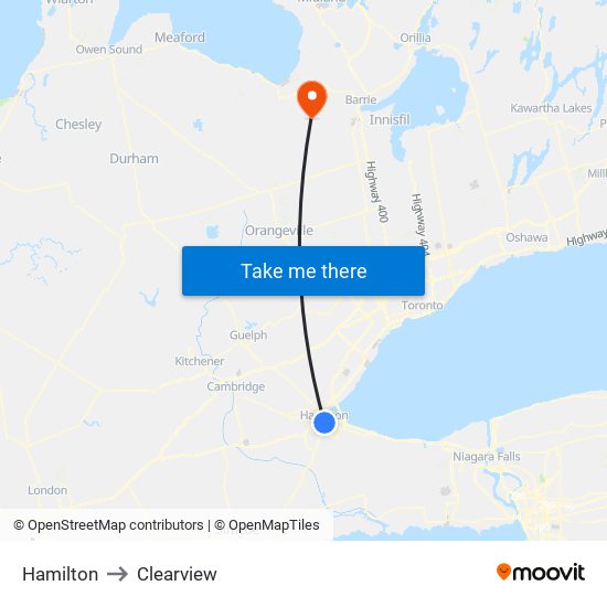 Hamilton to Clearview map