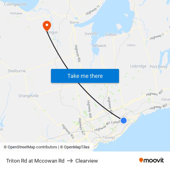 Triton Rd at Mccowan Rd to Clearview map