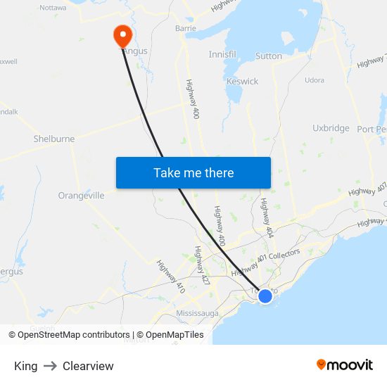 King to Clearview map