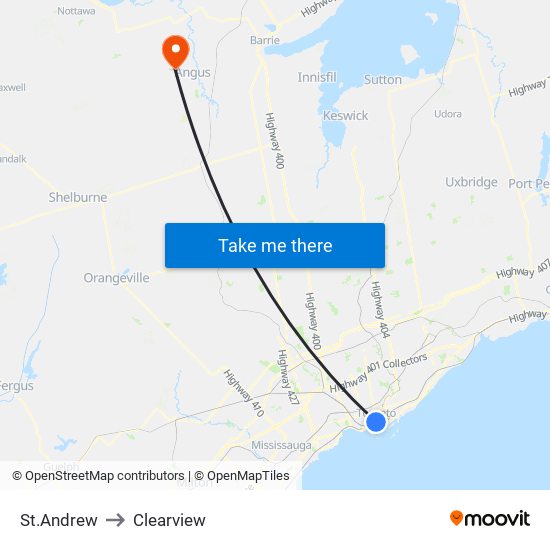 St.Andrew to Clearview map