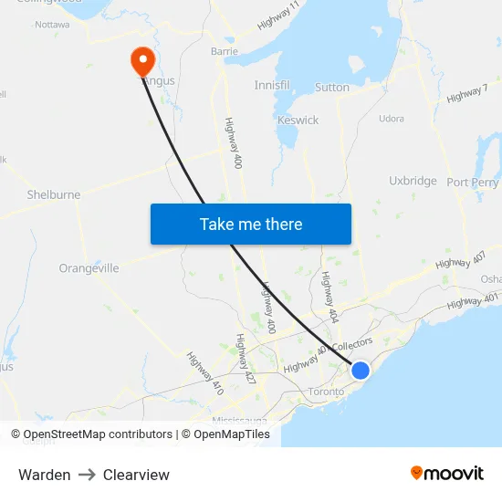 Warden to Clearview map