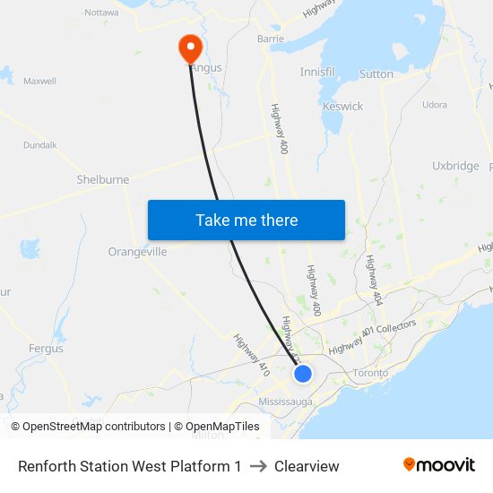 Renforth Station West Platform 1 to Clearview map