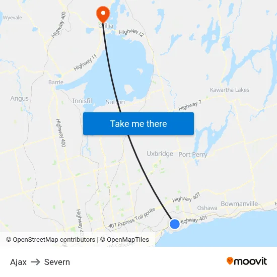 Ajax to Severn map