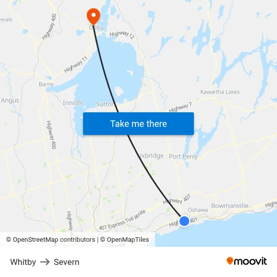 Whitby to Severn map