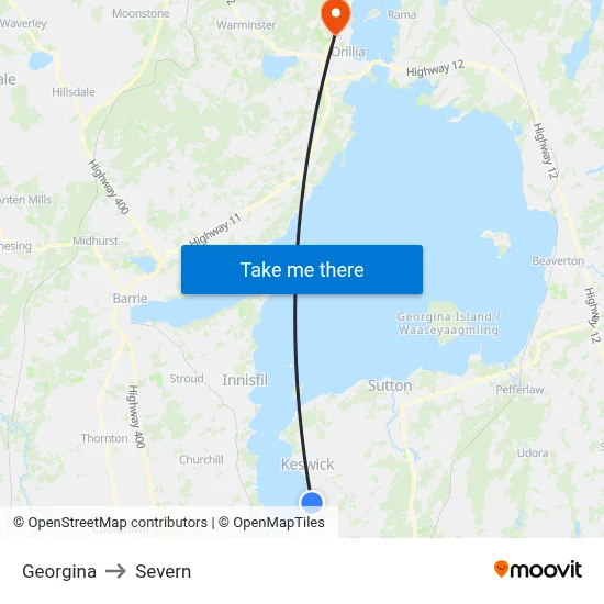 Georgina to Severn map