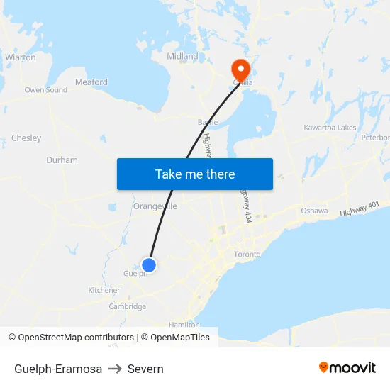 Guelph-Eramosa to Severn map