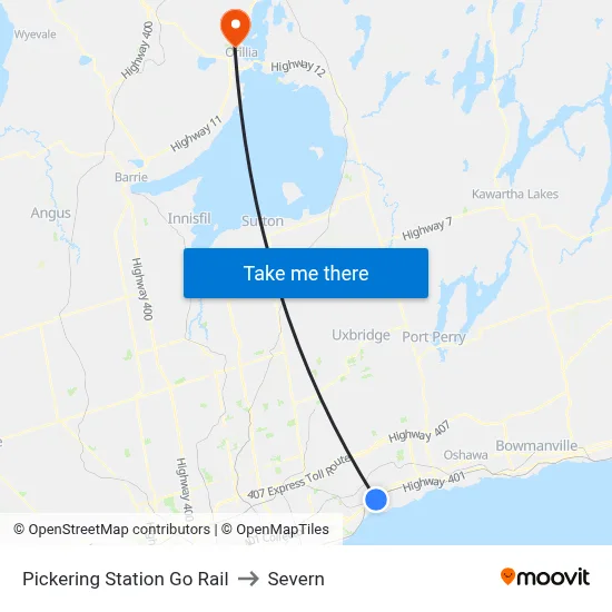Pickering Station Go Rail to Severn map