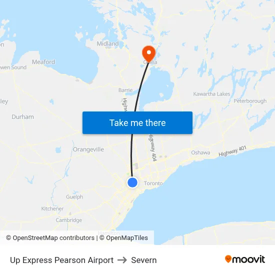 Up Express Pearson Airport to Severn map