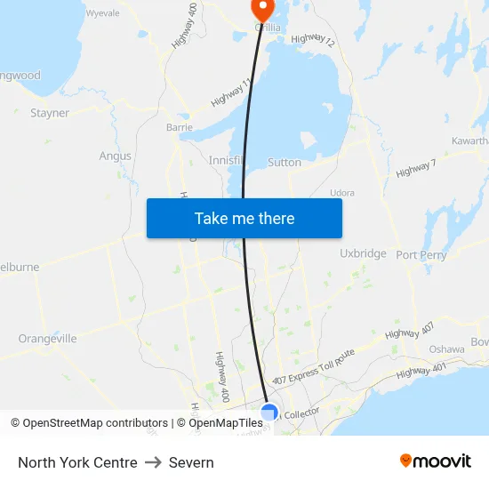 North York Centre to Severn map