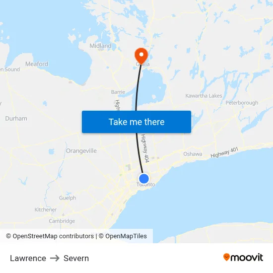 Lawrence to Severn map