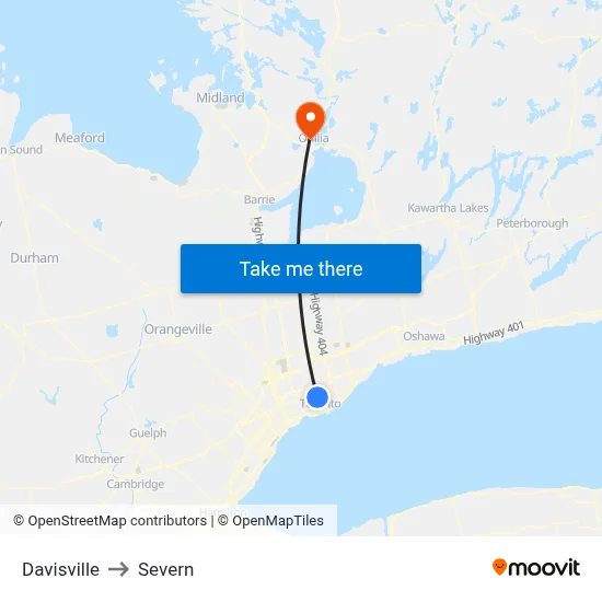 Davisville to Severn map
