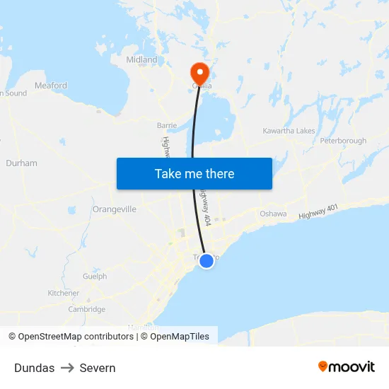 Dundas to Severn map