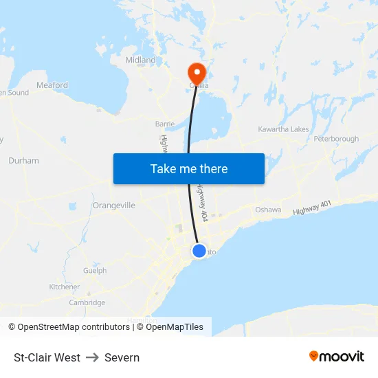 St-Clair West to Severn map