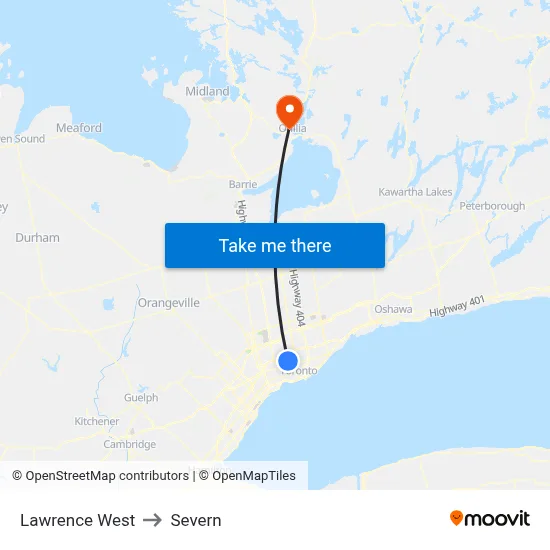 Lawrence West to Severn map