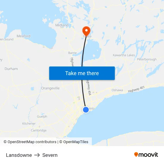 Lansdowne to Severn map