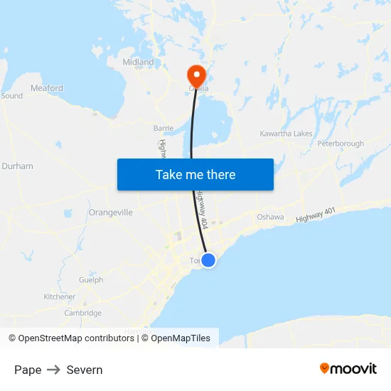Pape to Severn map