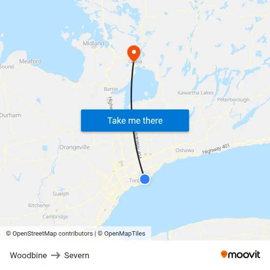 Woodbine to Severn map