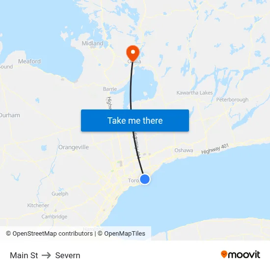 Main St to Severn map