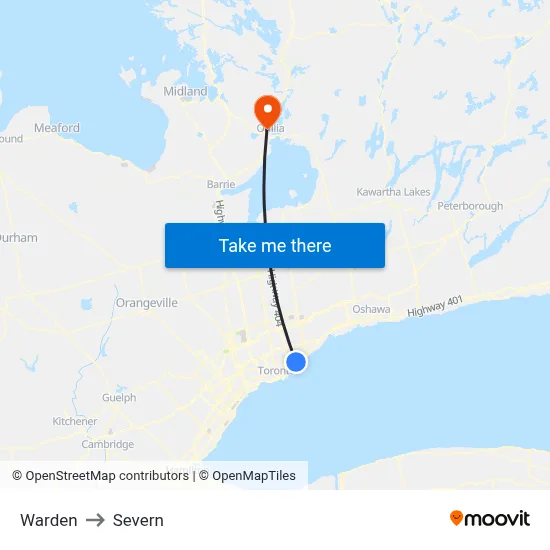 Warden to Severn map