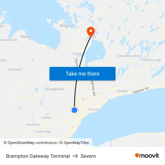 Brampton Gateway Terminal to Severn map