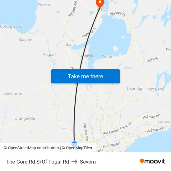 The Gore Rd S/Of Fogal Rd to Severn map