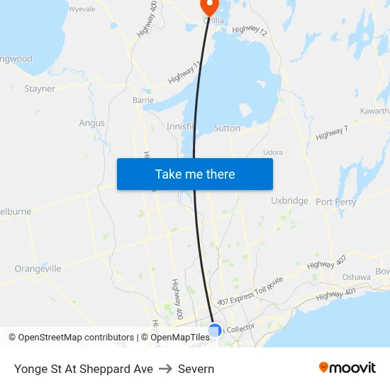 Yonge St At Sheppard Ave to Severn map