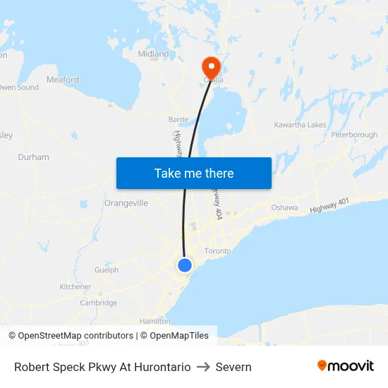 Robert Speck Pkwy At Hurontario to Severn map
