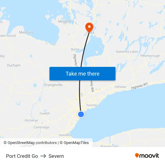 Port Credit Go to Severn map