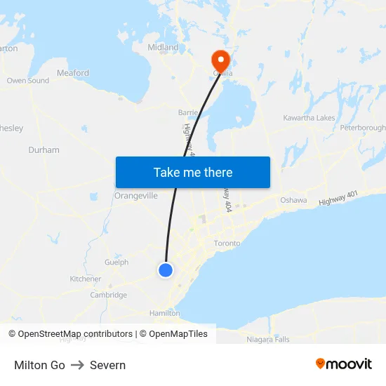 Milton Go to Severn map